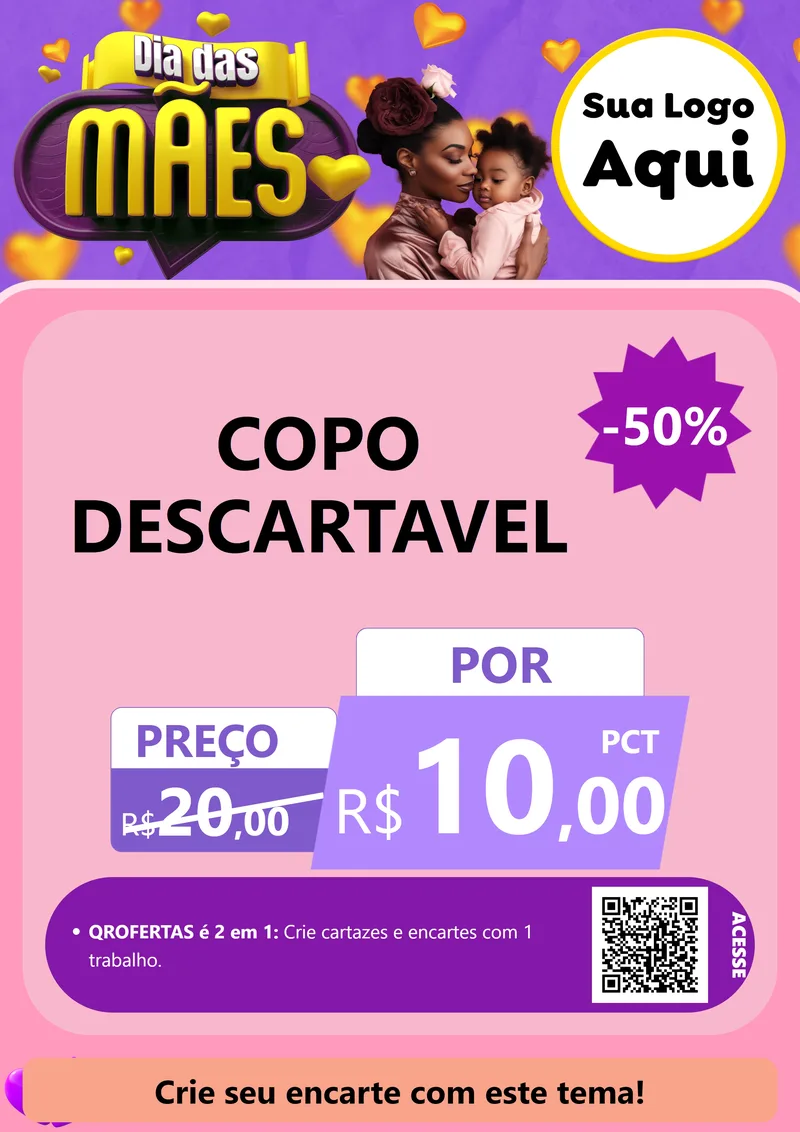 Modelo de Cartaz para Cartaz A4 Vertical com o tema Dia das Mães para Embalagens