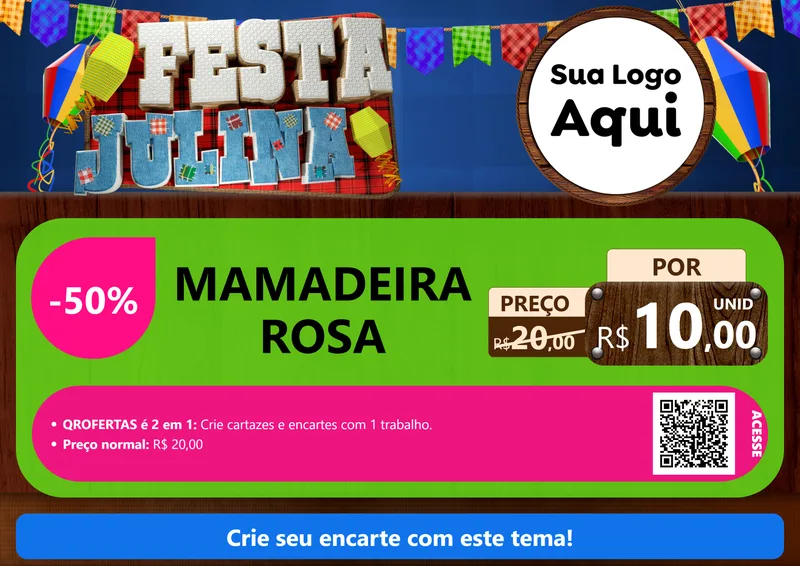 Modelo de Cartaz para Cartaz A4 Horizontal com o tema Festa Julina para Bebês