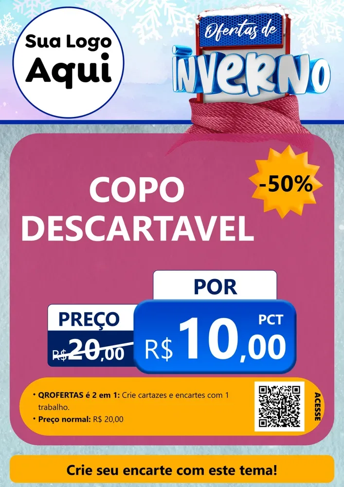 Modelo de Cartaz para Cartaz A4 Vertical com o tema Ofertas de Inverno para Embalagens