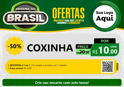 Modelo de Cartaz para Cartaz A4 Horizontal com o tema Semana do Brasil para Salgadaria