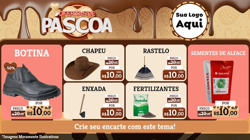 Modelo de TV para TV Horizontal com o tema Ofertas de Páscoa para Agropecuária