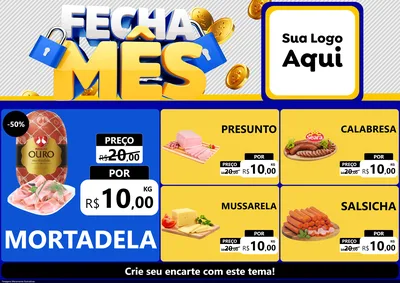 Modelo de Encarte para Encarte A4 Horizontal com o tema Fecha Mês para Frios e Laticínios