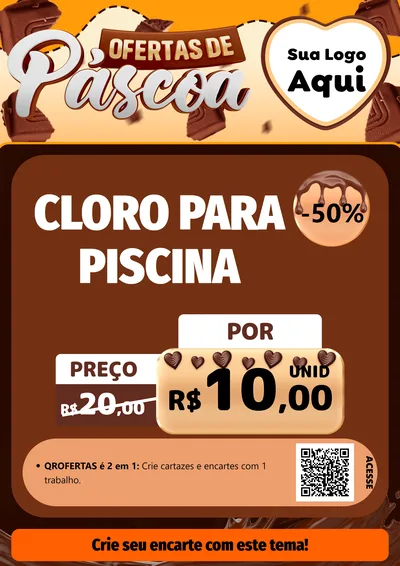 Modelo de Cartaz para Cartaz A4 Vertical com o tema Ofertas de Páscoa para Produtos para Piscina