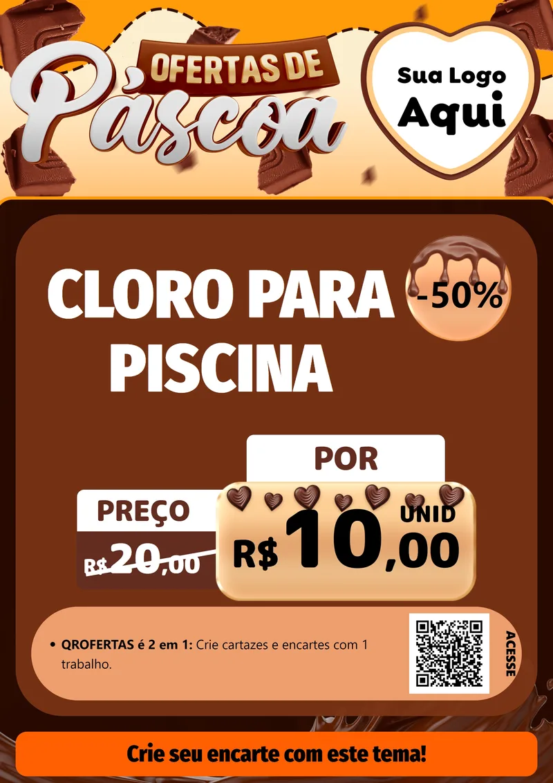 Modelo de Cartaz para Cartaz A4 Vertical com o tema Ofertas de Páscoa para Produtos para Piscina