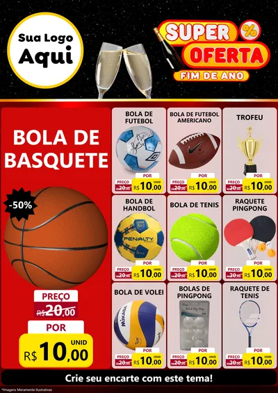 Modelo de Encarte para Encarte A4 Vertical com o tema Super Oferta Fim de Ano para Artigos Esportivos