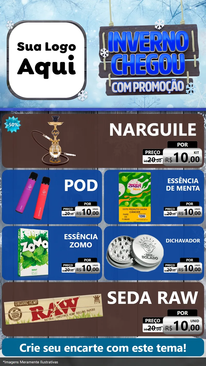 Modelo de TV para TV Vertical com o tema Inverno Chegou Com Promoção para Tabacaria