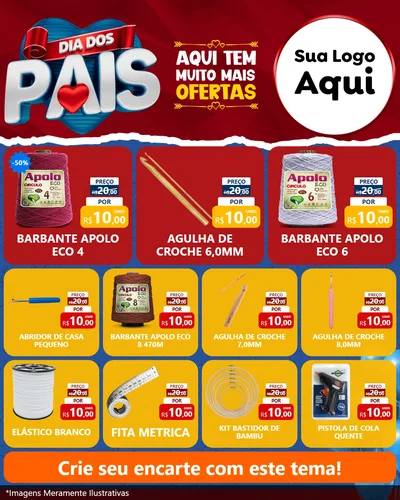 Modelo de Rede Social para Feed Instagram com o tema Dia dos Pais para Armarinho e Aviamentos