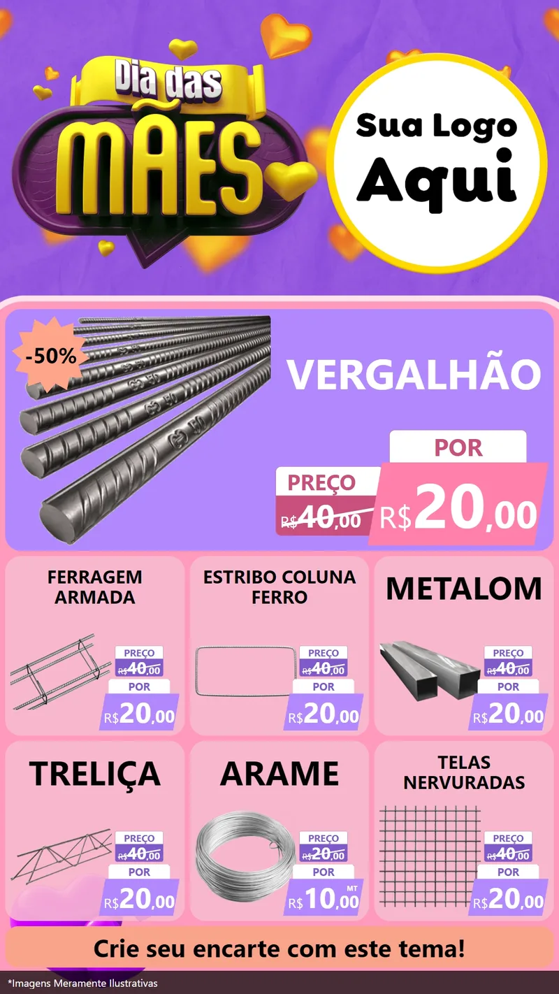 Modelo de Rede Social para Stories com o tema Dia das Mães para Ferragens