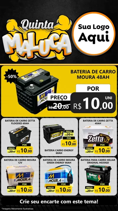 Modelo de Rede Social para Stories com o tema Quinta Maluca para Baterias Elétricas