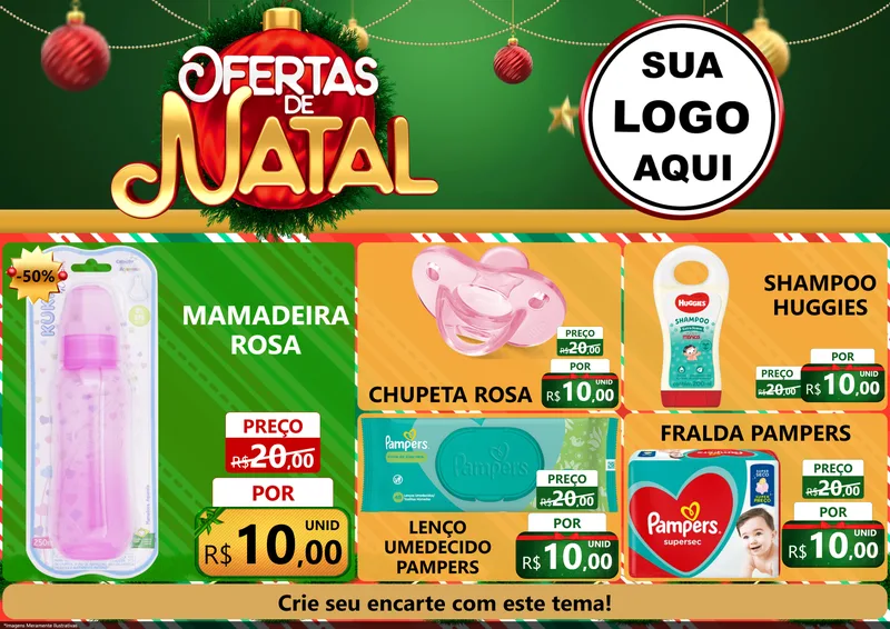 Modelo de Encarte para Encarte A4 Horizontal com o tema Ofertas de Natal para Bebês