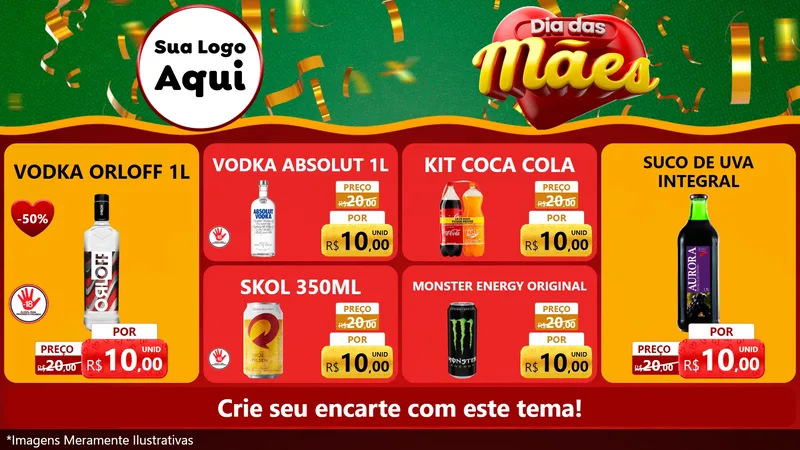 Modelo de TV para TV Horizontal com o tema Dia das Mães para Distribuidora de bebidas