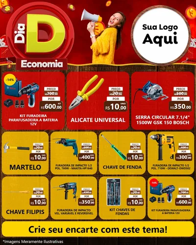 Modelo de Rede Social para Feed Instagram com o tema Dia D Economia para Maquinas e Ferramentas