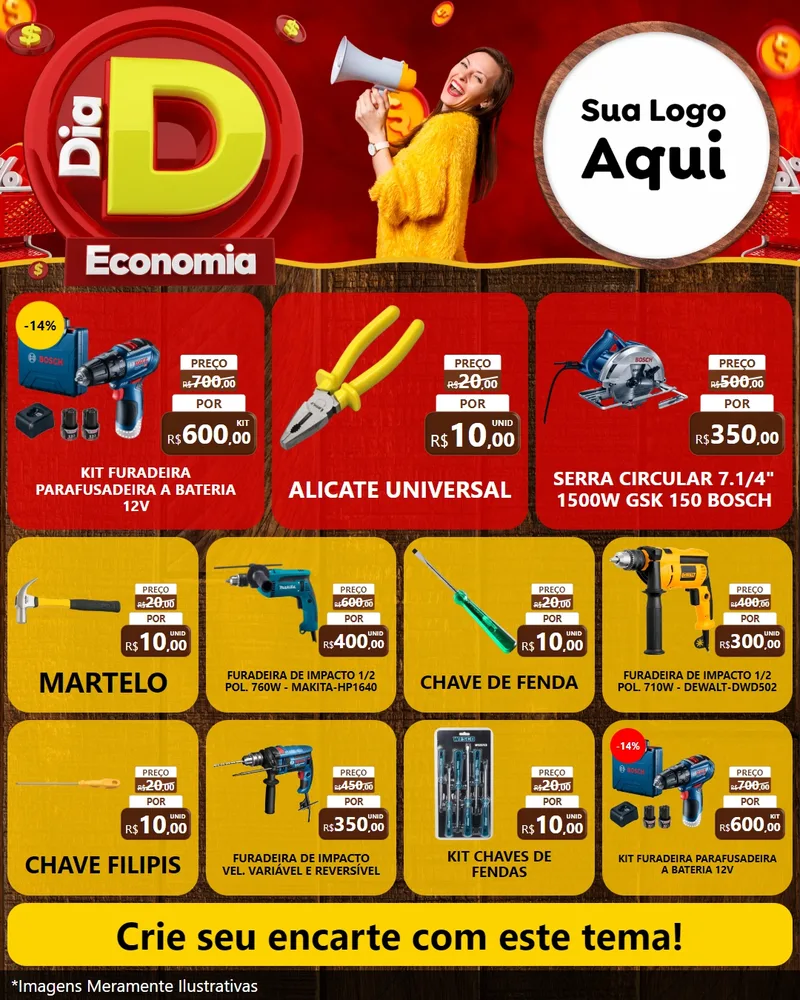 Modelo de Rede Social para Feed Instagram com o tema Dia D Economia para Maquinas e Ferramentas