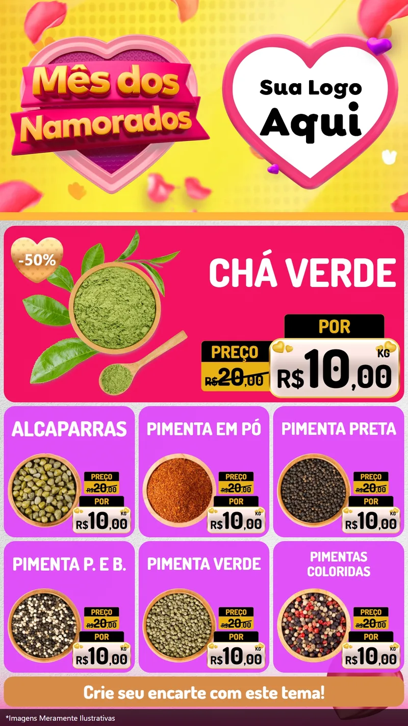 Modelo de Rede Social para Stories com o tema Mês dos Namorados para Produtos Naturais