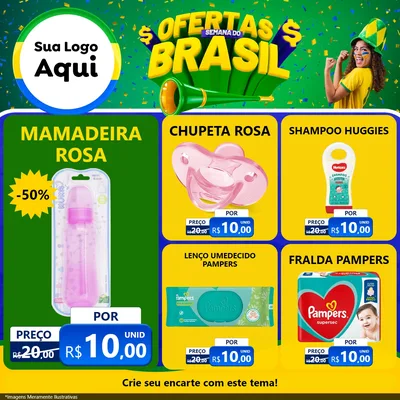 Modelo de Rede Social para Feed Facebook com o tema Ofertas Semana do Brasil para Bebês