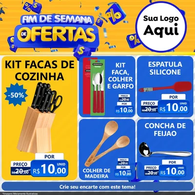 Modelo de Rede Social para Feed Facebook com o tema Fim de Semana de Ofertas para Utilidades Domésticas