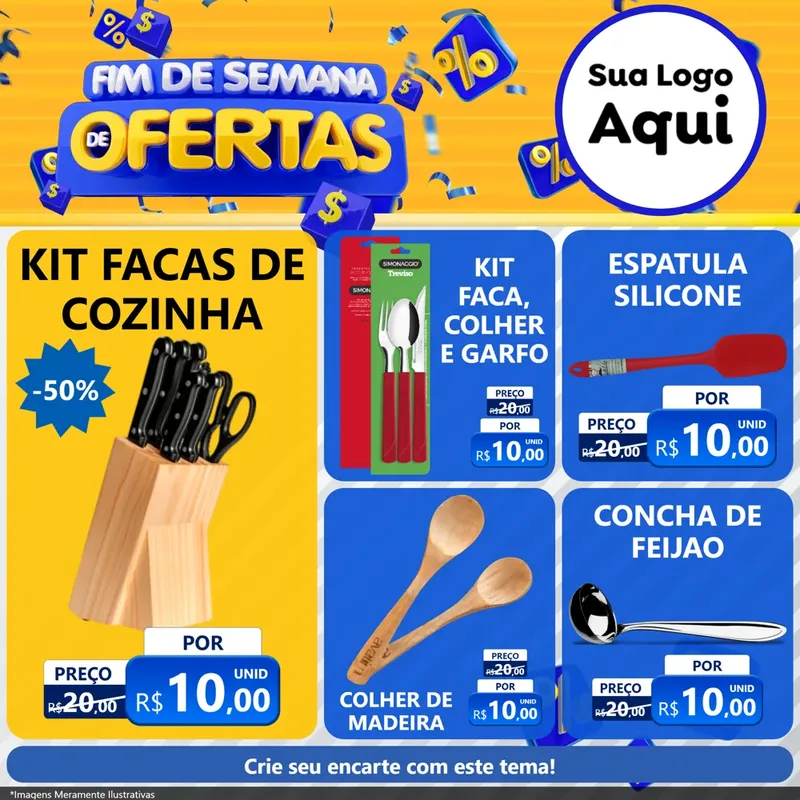 Modelo de Rede Social para Feed Facebook com o tema Fim de Semana de Ofertas para Utilidades Domésticas