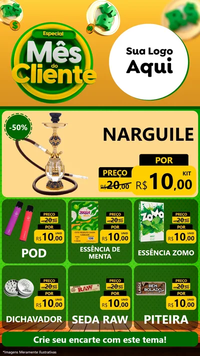 Modelo de Rede Social para Stories com o tema Especial Mês do Cliente para Tabacaria