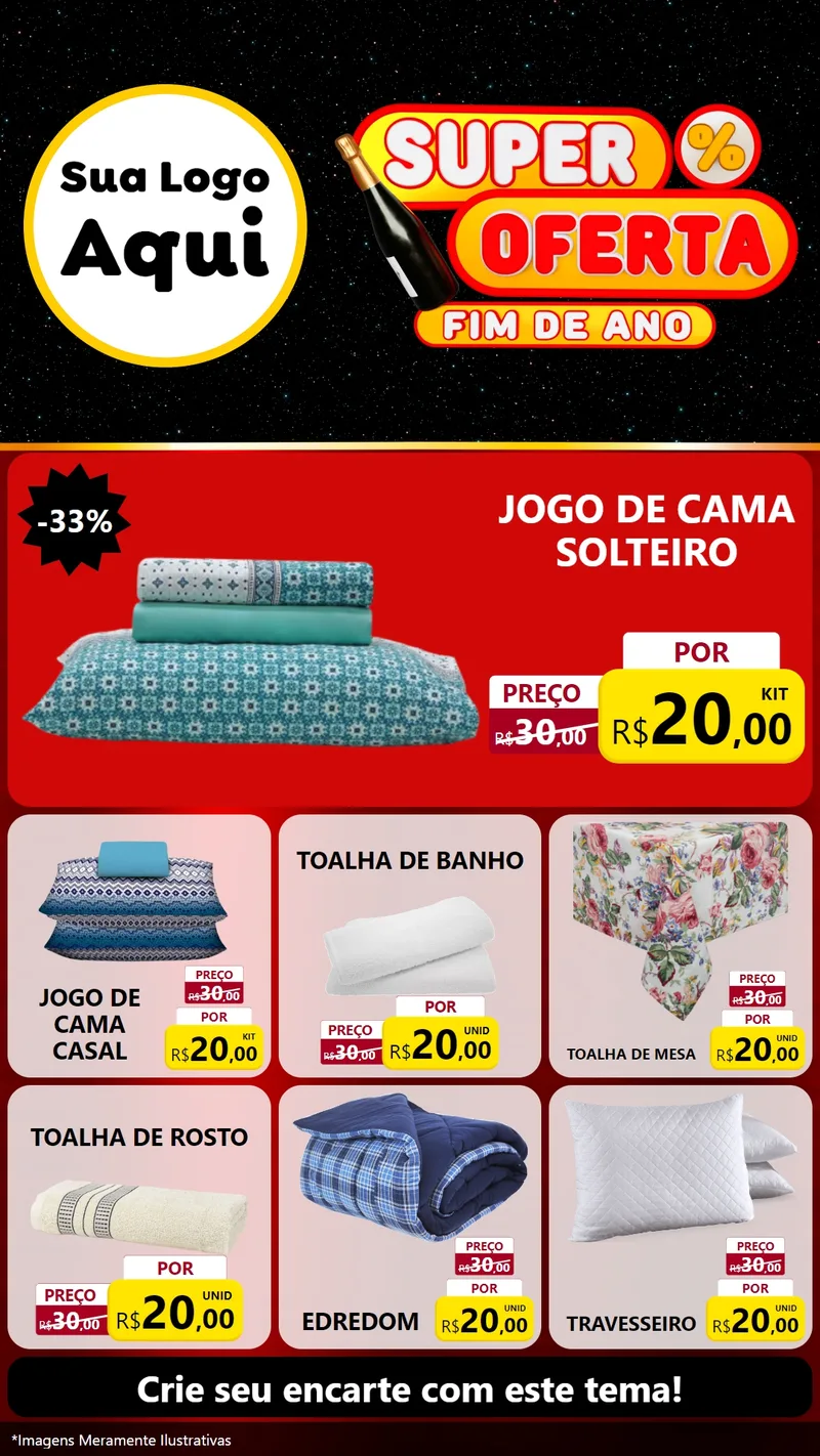 Modelo de Rede Social para Stories com o tema Super Oferta Fim de Ano para Cama, Mesa e Banho