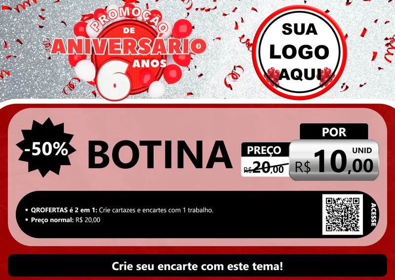 Modelo de Cartaz para Cartaz A4 Horizontal com o tema Promoção de Aniversário - 6 Anos para Agropecuária