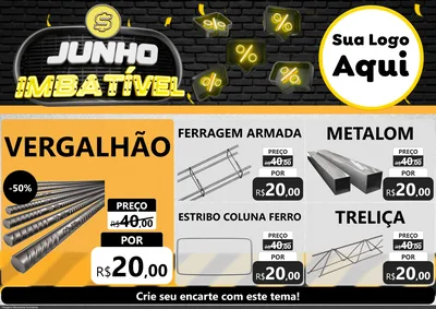 Modelo de Encarte para Encarte A4 Horizontal com o tema Junho Imbatível para Ferragens