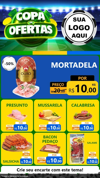 Modelo de Rede Social para Stories com o tema Copa de Ofertas para Frios e Laticínios