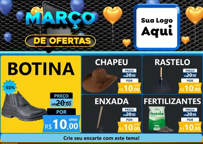 Modelo de Encarte para Encarte A4 Horizontal com o tema Março de Ofertas para Agropecuária