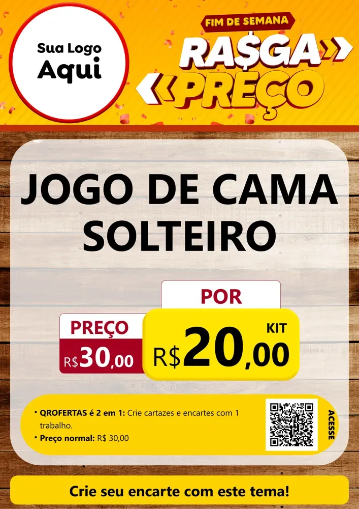 Modelo de Cartaz para Cartaz A4 Vertical com o tema Fim de Semana Rasga Preços para Cama, Mesa e Banho