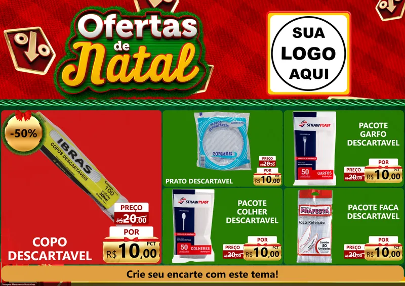 Modelo de Encarte para Encarte A4 Horizontal com o tema Ofertas de Natal para Embalagens