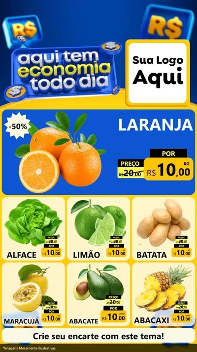 Modelo de Rede Social para Stories com o tema Aqui Tem Economia Todo Dia para Hortifrúti