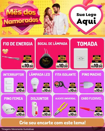 Modelo de Rede Social para Feed Instagram com o tema Mês dos Namorados para Materiais Elétricos