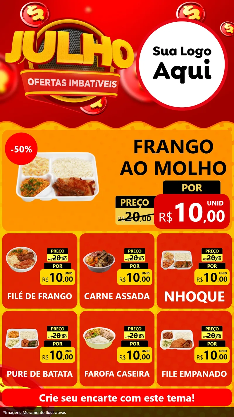 Modelo de Rede Social para Stories com o tema Julho Ofertas Imbatíveis para Restaurante