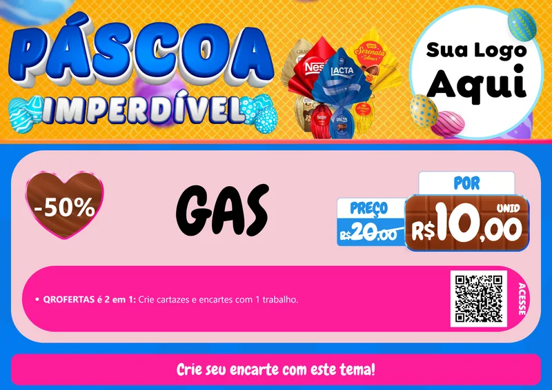 Modelo de Cartaz para Cartaz A4 Horizontal com o tema Páscoa Imperdível para Água e gás