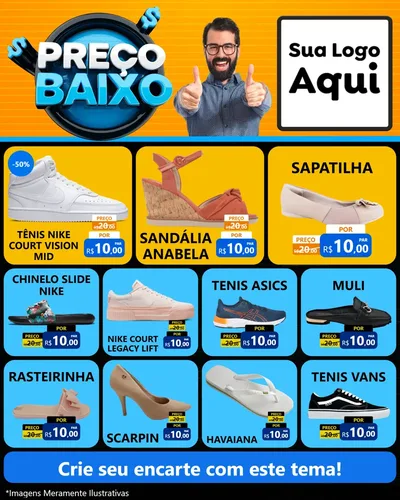 Modelo de Rede Social para Feed Instagram com o tema Preço Baixo para Calçados