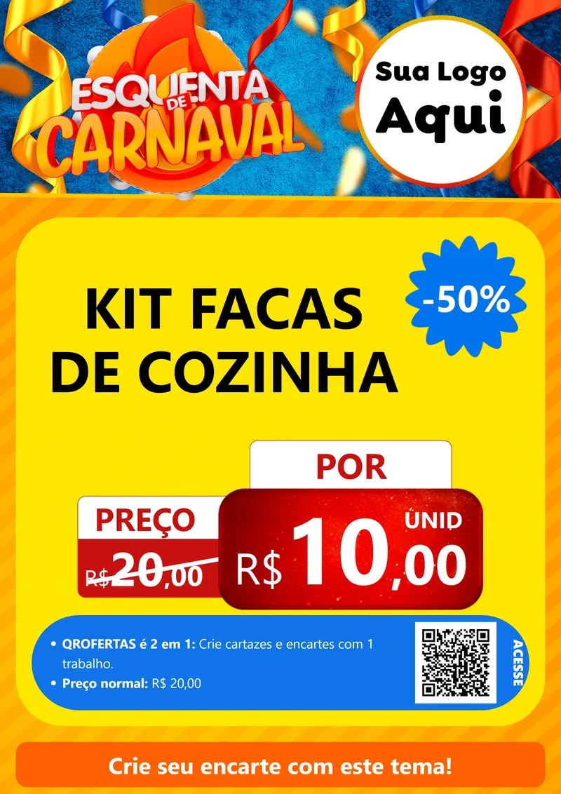 Modelo de Cartaz para Cartaz A4 Vertical com o tema Esquenta de Carnaval para Utilidades Domésticas
