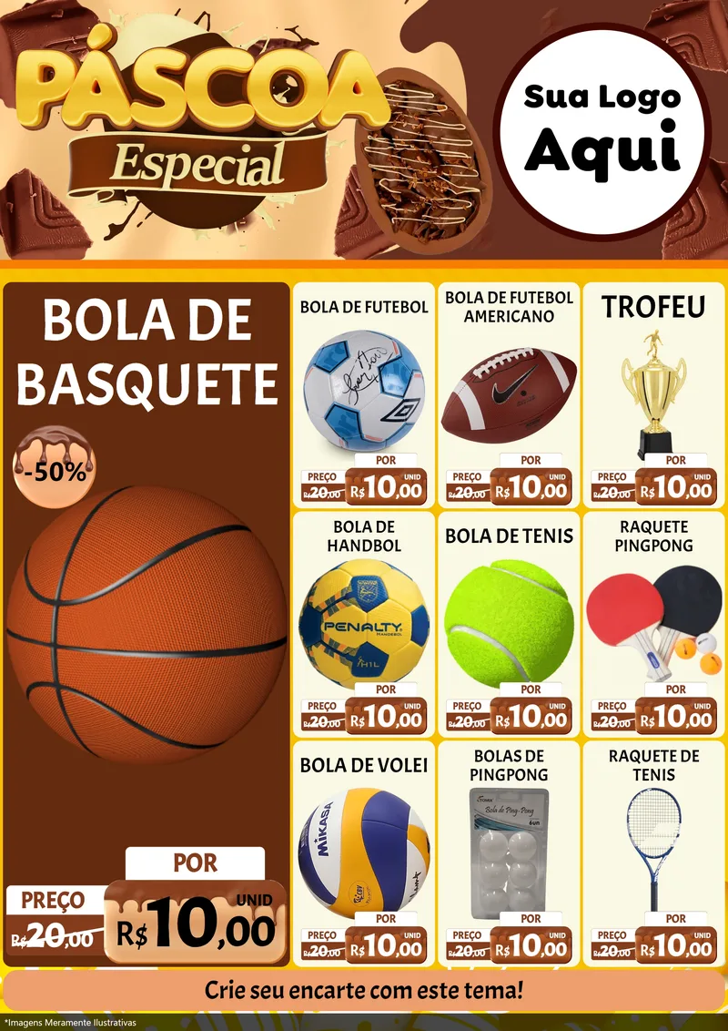 Modelo de Encarte para Encarte A4 Vertical com o tema Páscoa Especial para Artigos Esportivos