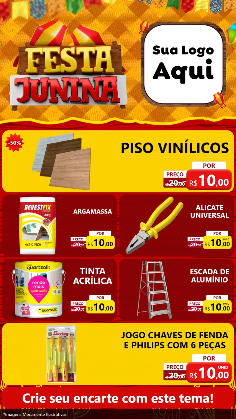 Modelo de TV para TV Vertical com o tema Festa Junina para Material para Construção