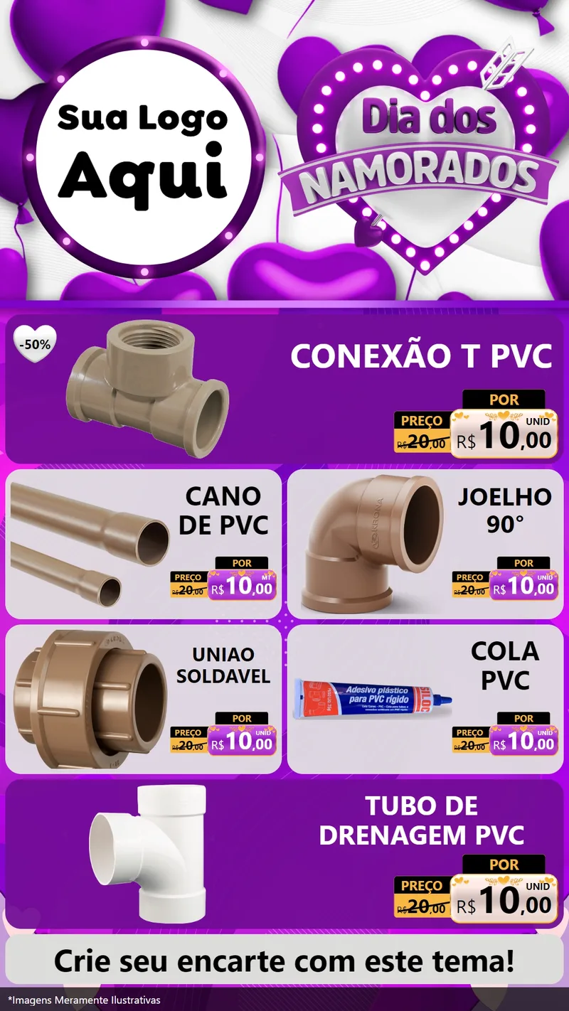 Modelo de TV para TV Vertical com o tema Dia dos Namorados para Tubos e conexões