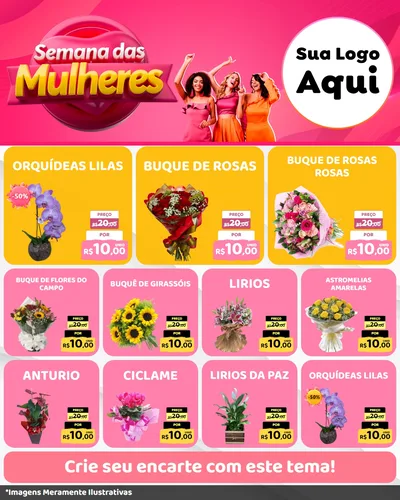 Modelo de Rede Social para Feed Instagram com o tema Semana das Mulheres para Floricultura e jardim