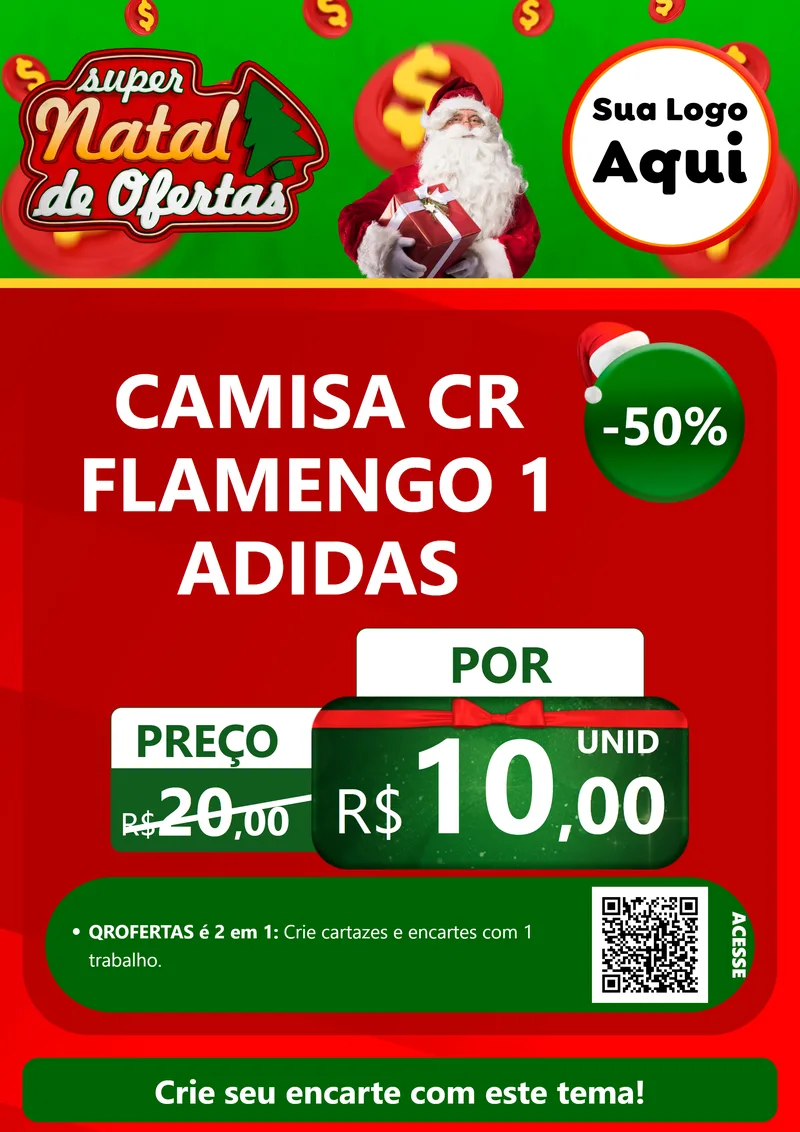 Modelo de Cartaz para Cartaz A4 Vertical com o tema Super Natal de Ofertas para Roupas e acessórios