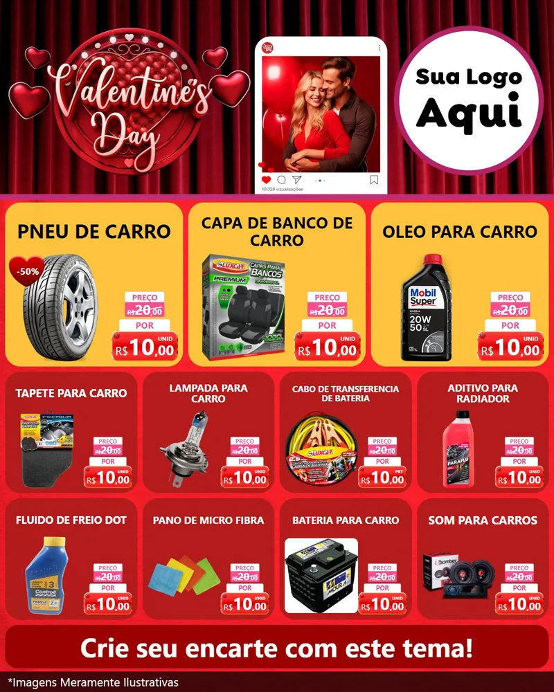 Modelo de Rede Social para Feed Instagram com o tema Valentine's Day para Auto peças