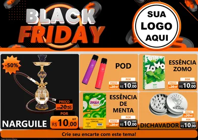 Modelo de Encarte para Encarte A4 Horizontal com o tema Black Friday para Tabacaria