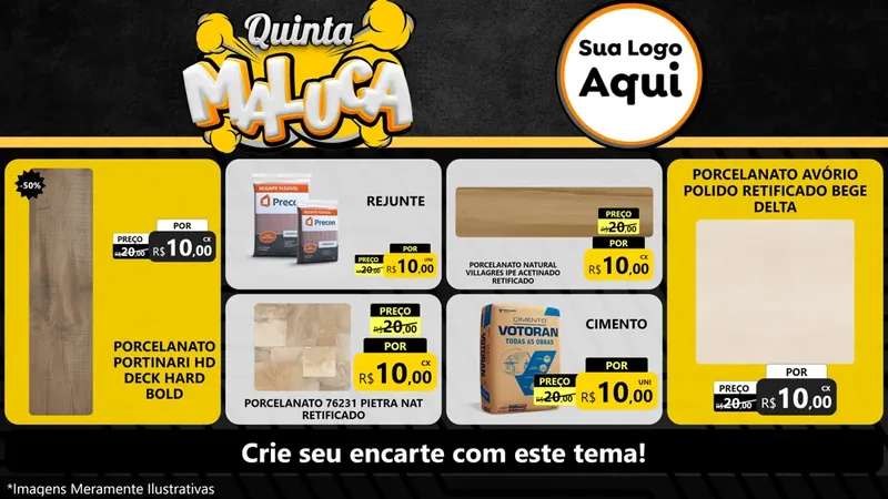 Modelo de TV para TV Horizontal com o tema Quinta Maluca para Pisos e revestimentos