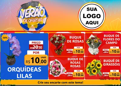 Modelo de Encarte para Encarte A4 Horizontal com o tema Verão de Ofertas para Floricultura e jardim