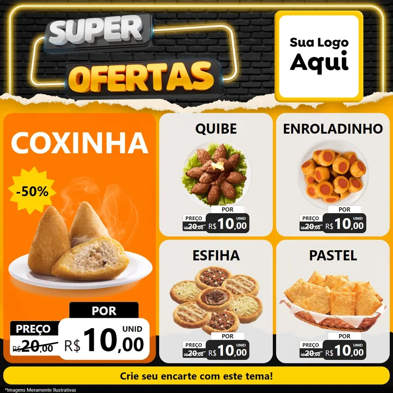 Modelo de Rede Social para Feed Facebook com o tema Super Ofertas para Salgadaria