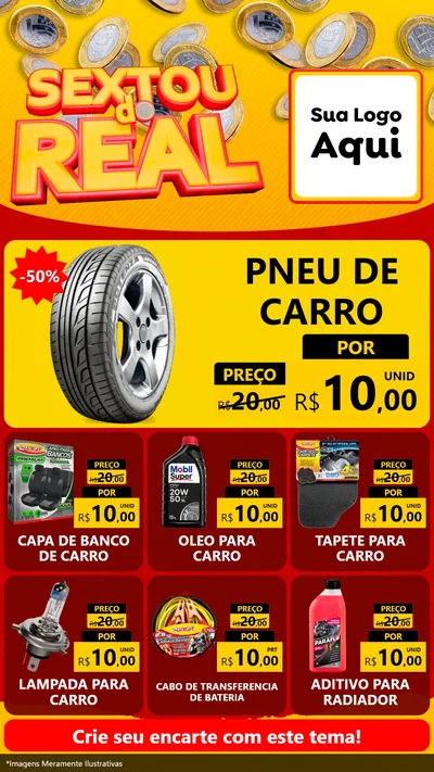 Modelo de Rede Social para Stories com o tema Sextou do Real para Auto peças