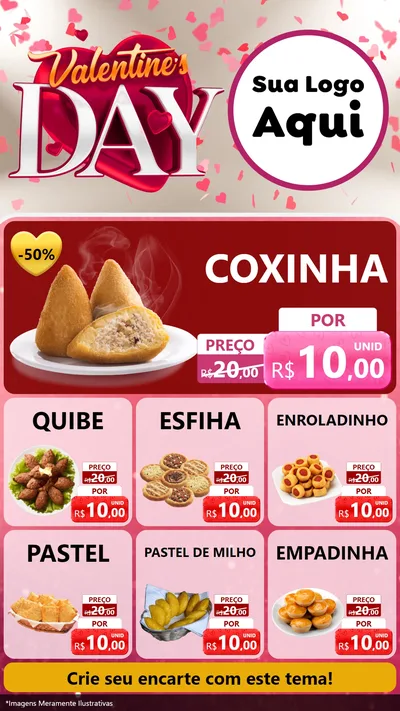 Modelo de Rede Social para Stories com o tema Valentine's Day para Salgadaria