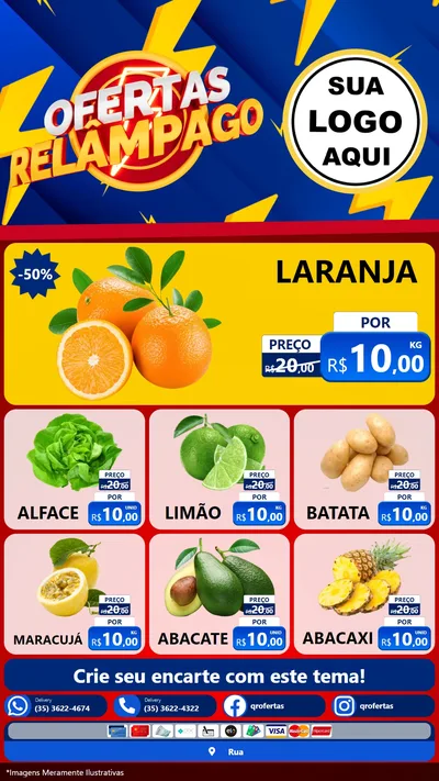 Modelo de Rede Social para Stories com o tema Ofertas Relâmpago para Hortifrúti