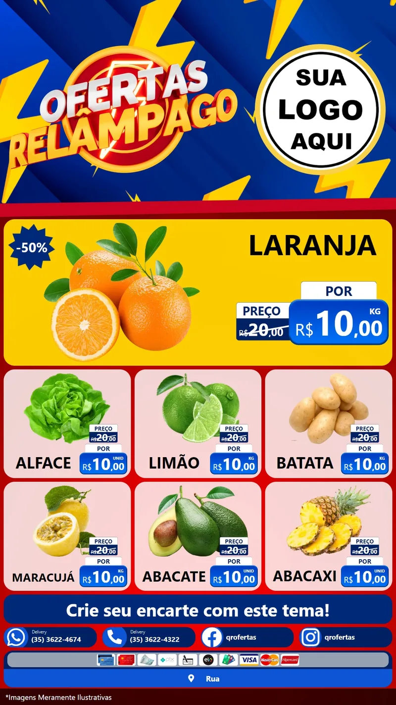 Modelo de Rede Social para Stories com o tema Ofertas Relâmpago para Hortifrúti