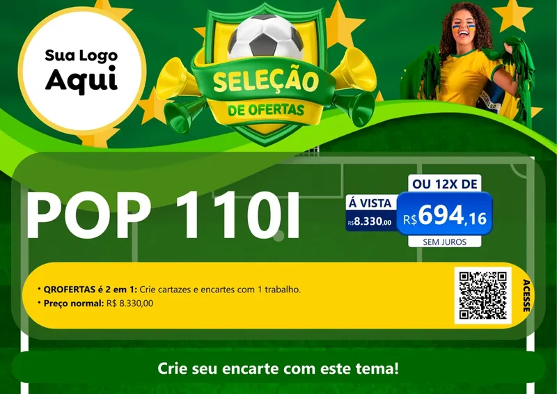 Modelo de Cartaz para Cartaz A4 Horizontal com o tema Seleção de Ofertas - Copa para Concessionaria de Motos